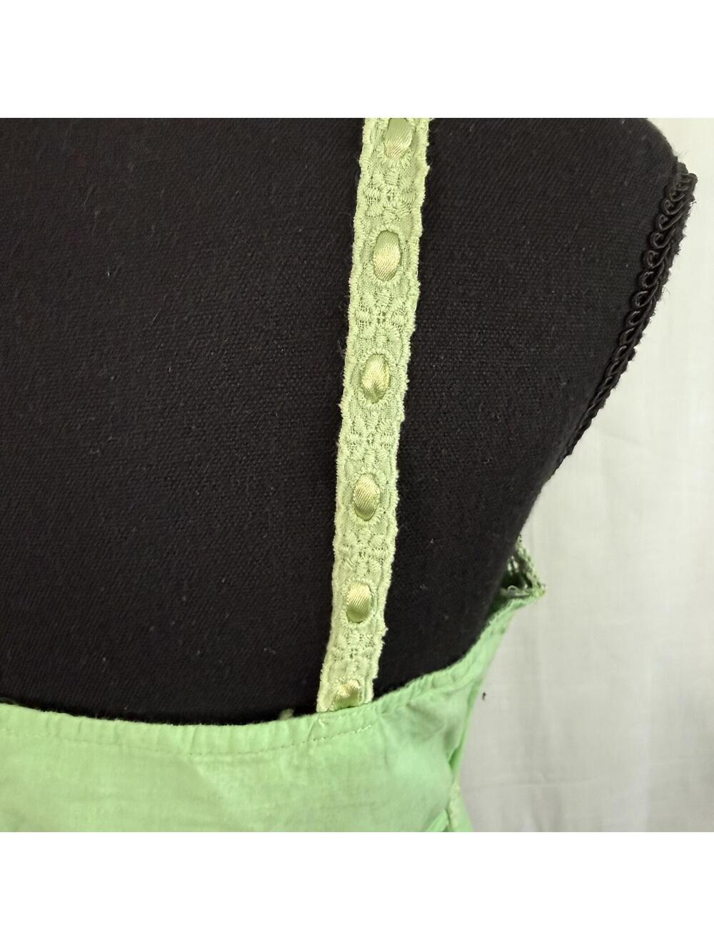 Fairy Tank Top L Light Green Crocheted Beaded Ribbon Y2K Fairycore Boho Shirt - Picture 6 of 9